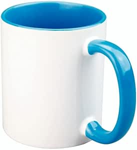 Tazas azul claro en el interior y en las asas, para sublimación de 11 oz