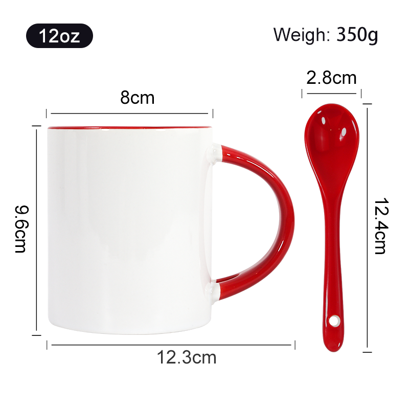 Taza con Cuchara de Color Rojo