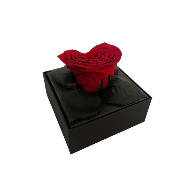 CAJA DE REGALO ACRILICA - ROSA ROJA EN FORMA DE CORAZÓN