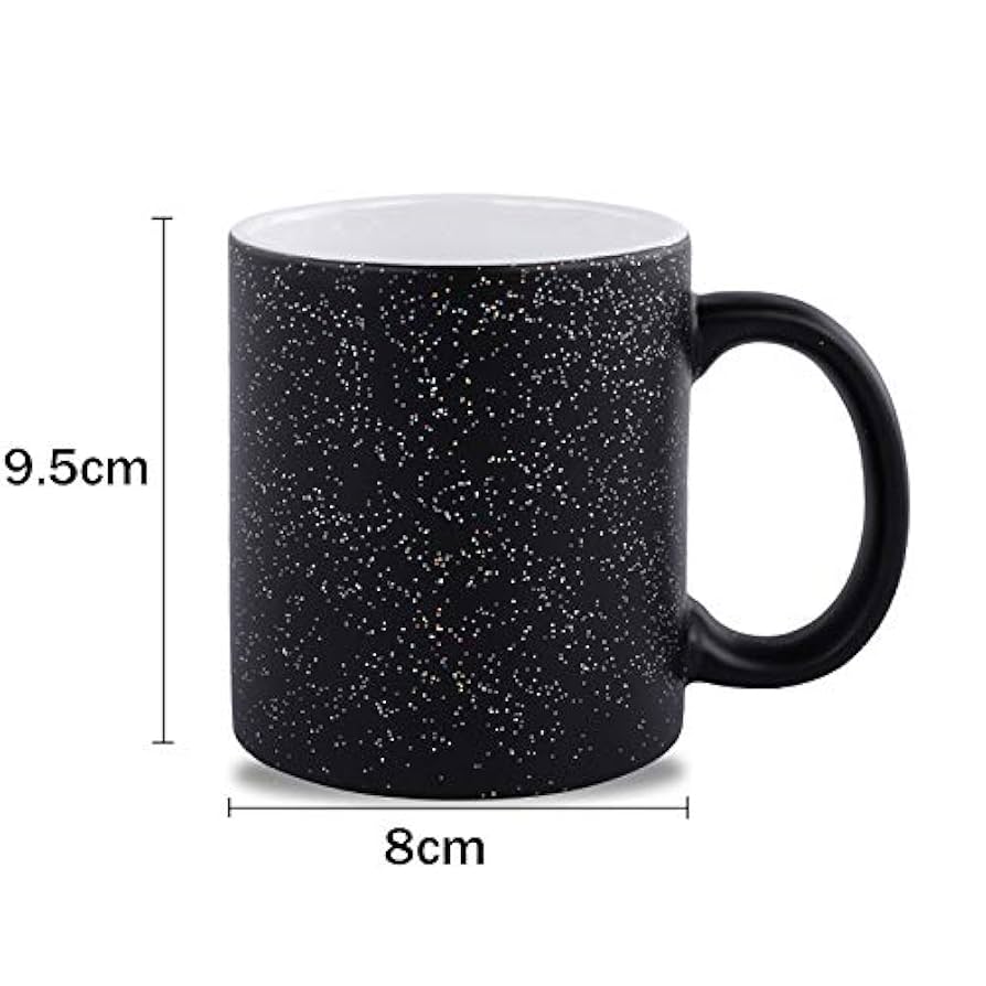Taza Mágica Negra con Purpurina para Sublimación de 11 oz