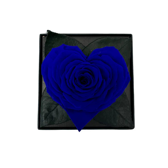CAJA DE REGALO ACRILICA - ROSA AZUL EN FORMA DE CORAZÓN