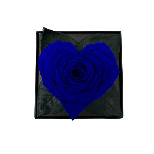 CAJA DE REGALO ACRILICA - ROSA AZUL EN FORMA DE CORAZÓN