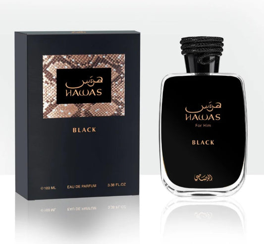 HAWAS BLACK BY RASASI - EAU DE PARFUM FOR MEN 3.4OZ / 100ML