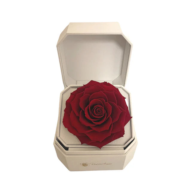 CAJA DE REGALO DE SATIN - CON ROSA ROJA