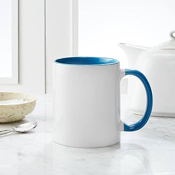 Tazas azul claro en el interior y en las asas, para sublimación de 11 oz