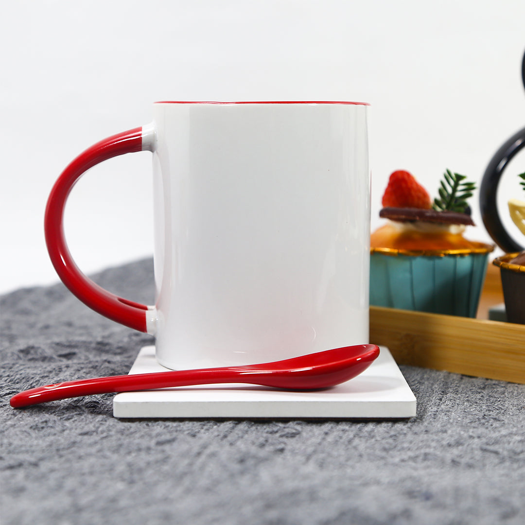 Taza con Cuchara de Color Rojo