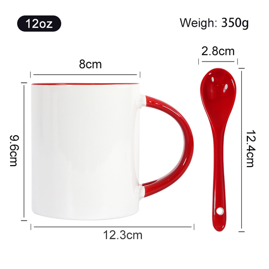 Taza con Cuchara de Color Rojo