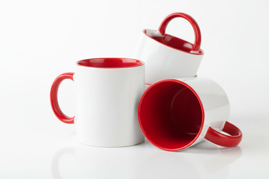 Tazas rojas en el interior y en las asas para sublimación de 11 oz